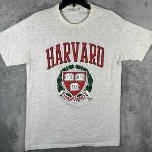 Vintage Harvard Men's L‎ Shirt Grey Graphic Logo Single Stitched Made In USA